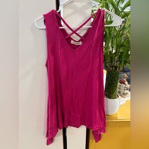 Magenta Crisscross Back Tank Top